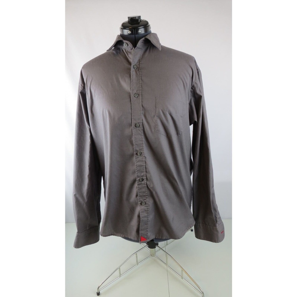 UNTUCKit Men’s Long Sleeve Button Up Shirt 100% Cotton gray Large